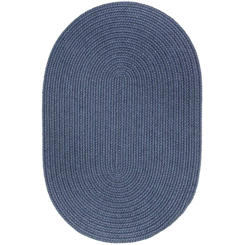 Rhody Rug Woolux Braided Wool Flatweave Oval Rug - 3' x 5' Oval - Sailor Blue