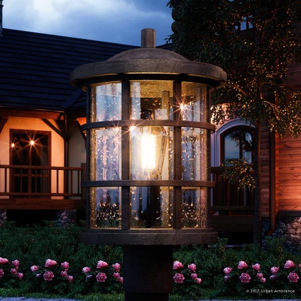 Luxury Craftsman Black Outdoor Wrought Iron Tudor Post Light 17.25 H 10 W 10 Dep BWQ1046