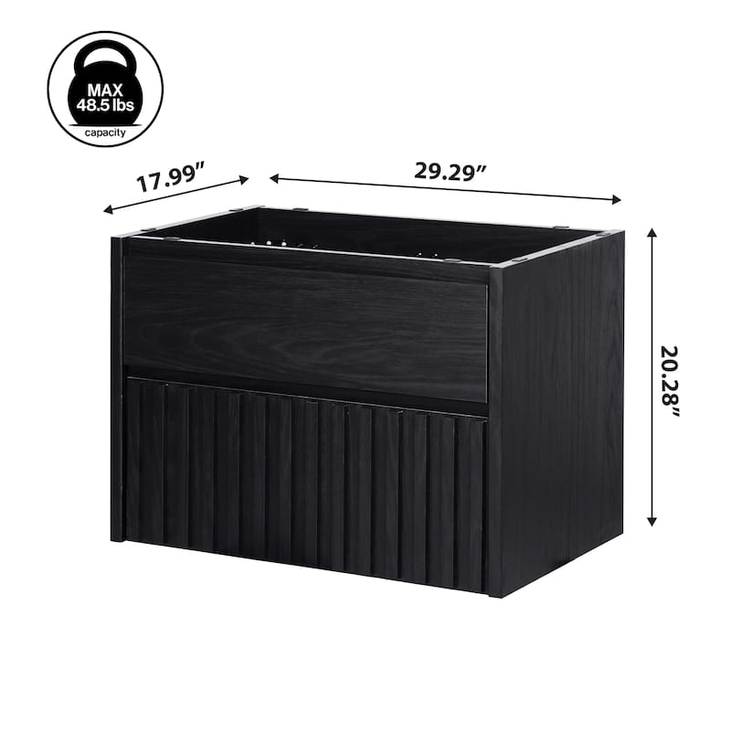 Sherwin Slat Modern Coastal 2-Drawer Wall Mounted Bath Vanity Cabinet Only (Sink Basin Not Included), By JONATHAN Y