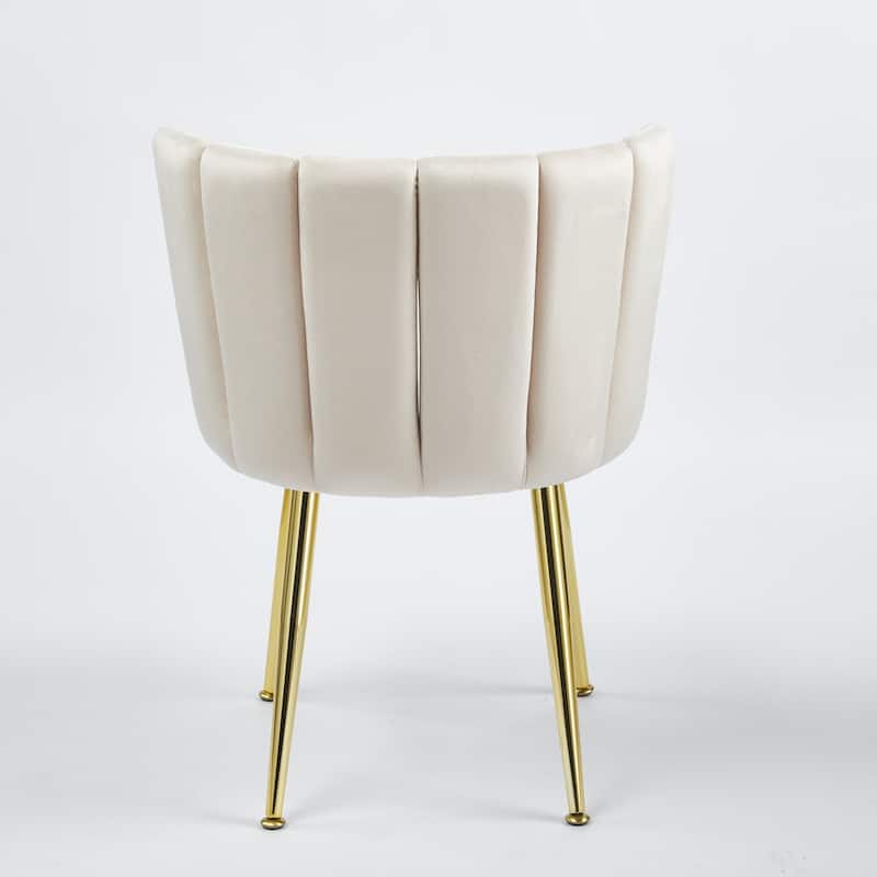 GDFStudio - Leclaie Modern Upholstered Dining Chair with Ergonomic Seat Cushion Backrest & Golden Legs, Set of 2 - 21.26"W