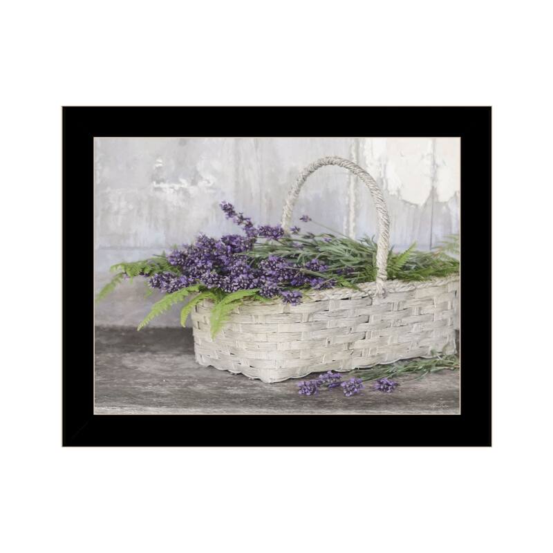 TrendyDecor4U Contemporary "My Lavender" Framed Print Wall Art - Black