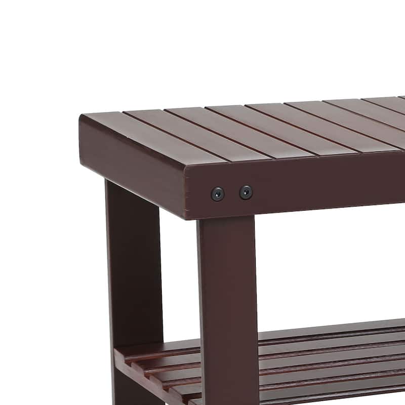 3-Tier Wicker Shoe Rack Bench with Storage Shelf Ideal for Entryway or Hallway - 11.3"D x 27.6”W x 17.8"H