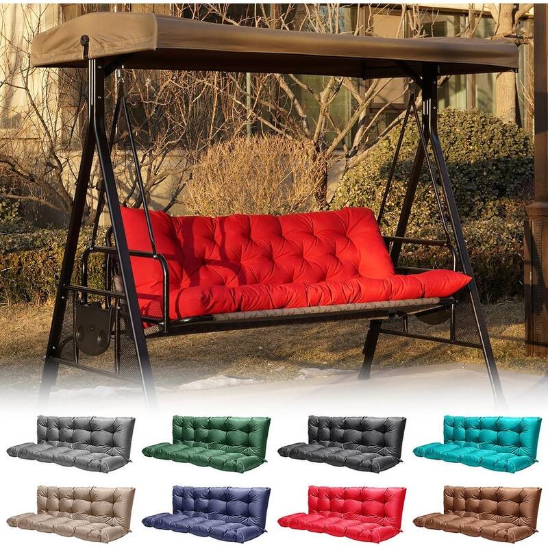 Outdoor Swing Cushions Replacement, Outdoor Thickened Bench Cushion with Ties for Porch,Patio,Backyard,Garden - 40*60 in - Red