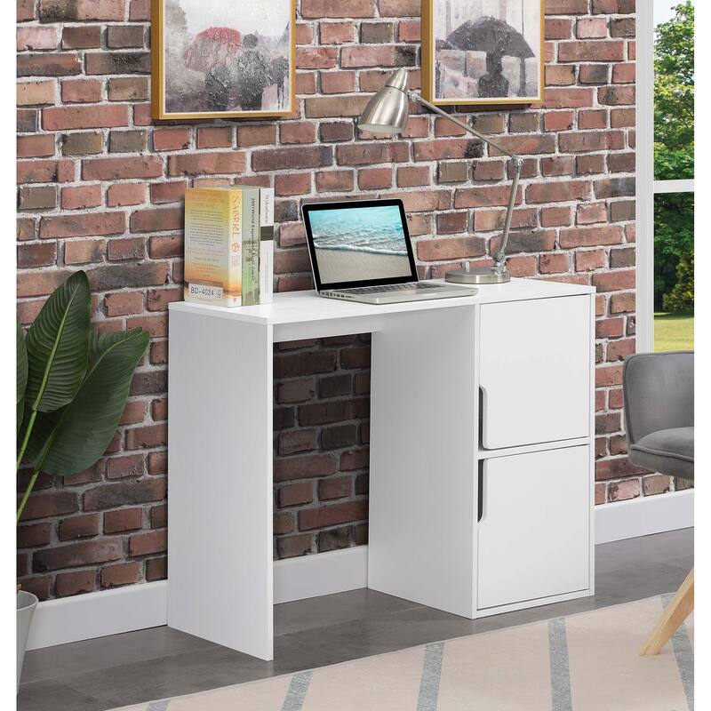 Convenience Concepts Designs2Go Student Desk with Storage Cabinets - White