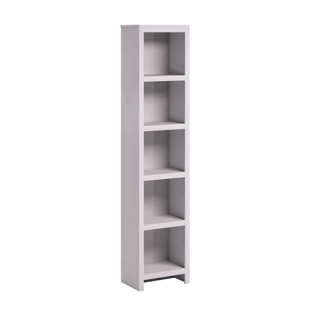 Prepac Moda 80" H 5-Tier Narrow Bookcase, Modern Storage Accent Bookshelf with 3 Adjustable Shelves for Home Office, Living Room