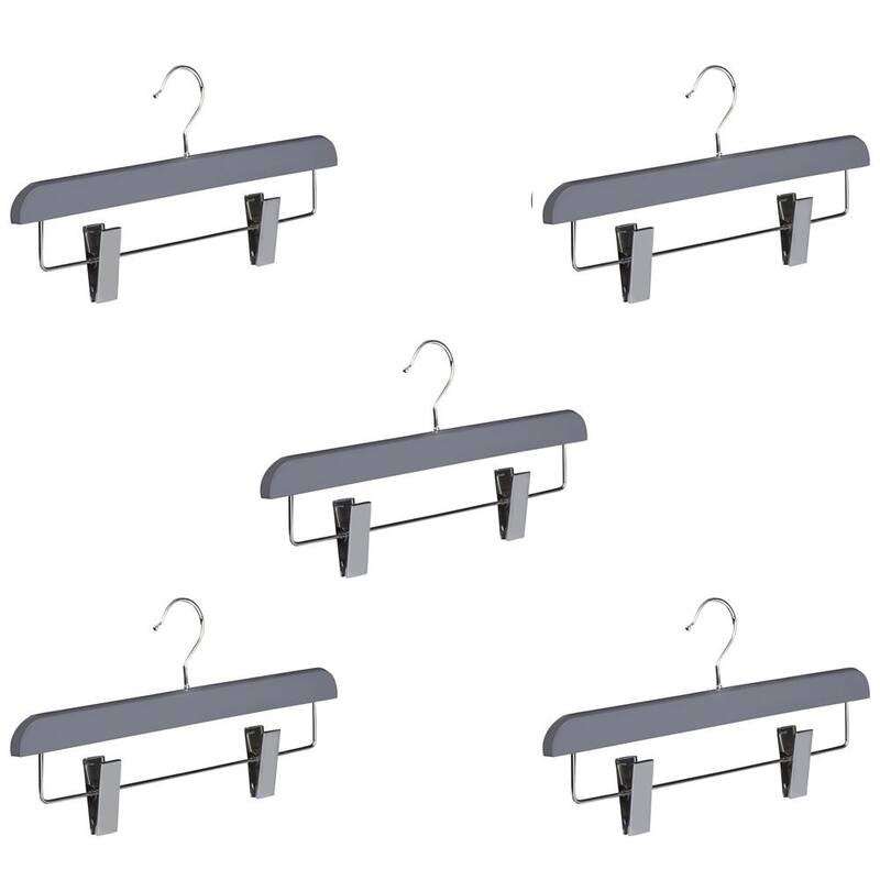 Abs Plastic Trouser Skirt Hangers, Perfect for Skirts, Pants, Slacks, Jeans, and More Set of 5 - Set of 5 - Grey
