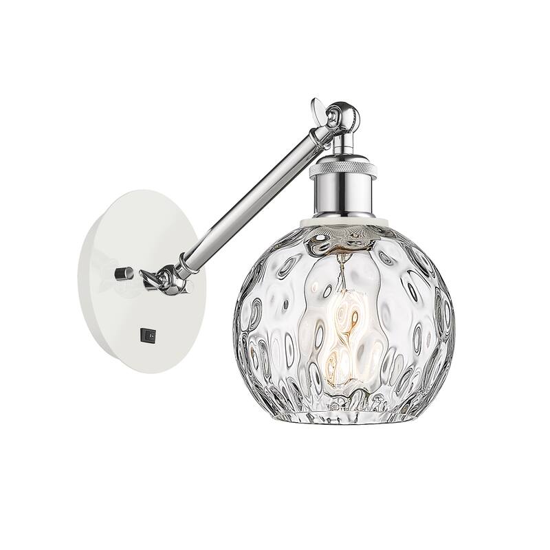 Innovations Lighting Ballston Athens Water Glass 6" - 1 Light 6" Sconce - Arm Adjusts Up and Down - Clear Water Glass/White and Polished Chrome