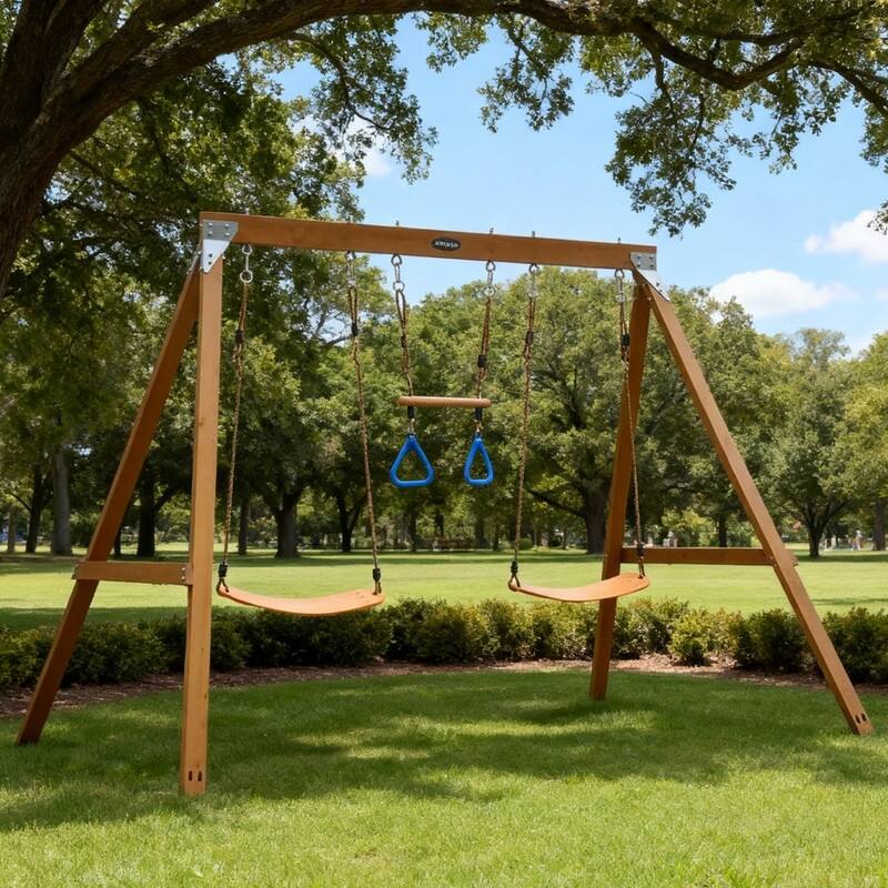 A-Frame Wooden Swing Set - N/A