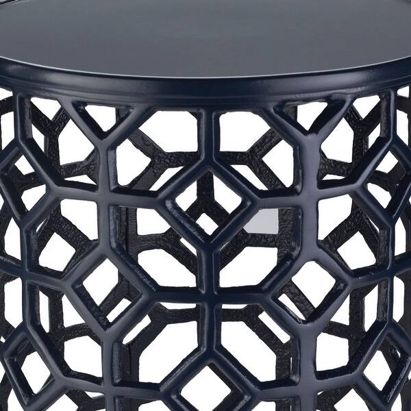 Shop 16 5 Transitional Style Navy Blue Round Accent Table On