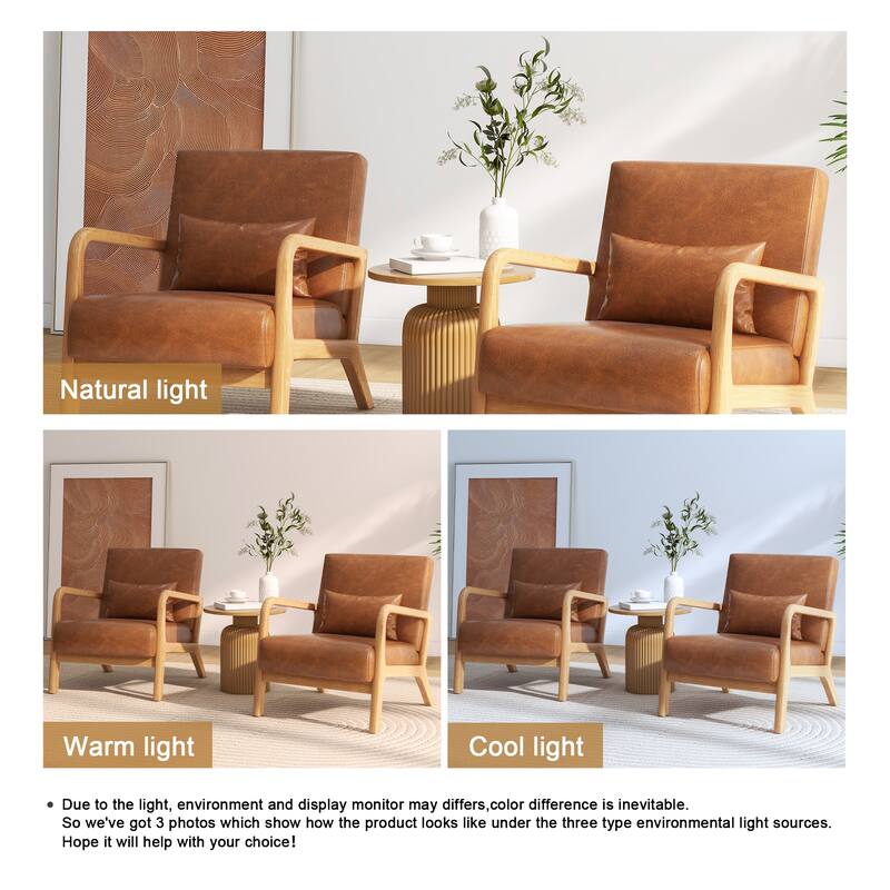 Briston 2 Set Mid Century Modern Wood Accent Chairs with pillow