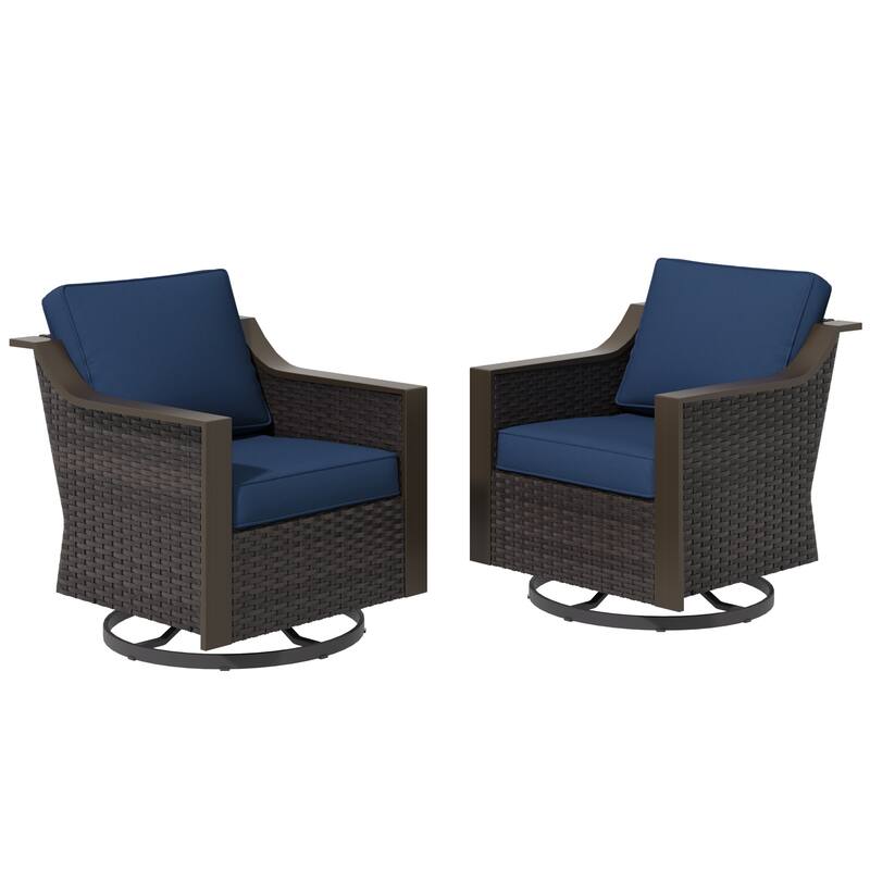 COZYWOR Outdoor Rattan Swivel Rocking Chair With Cushions