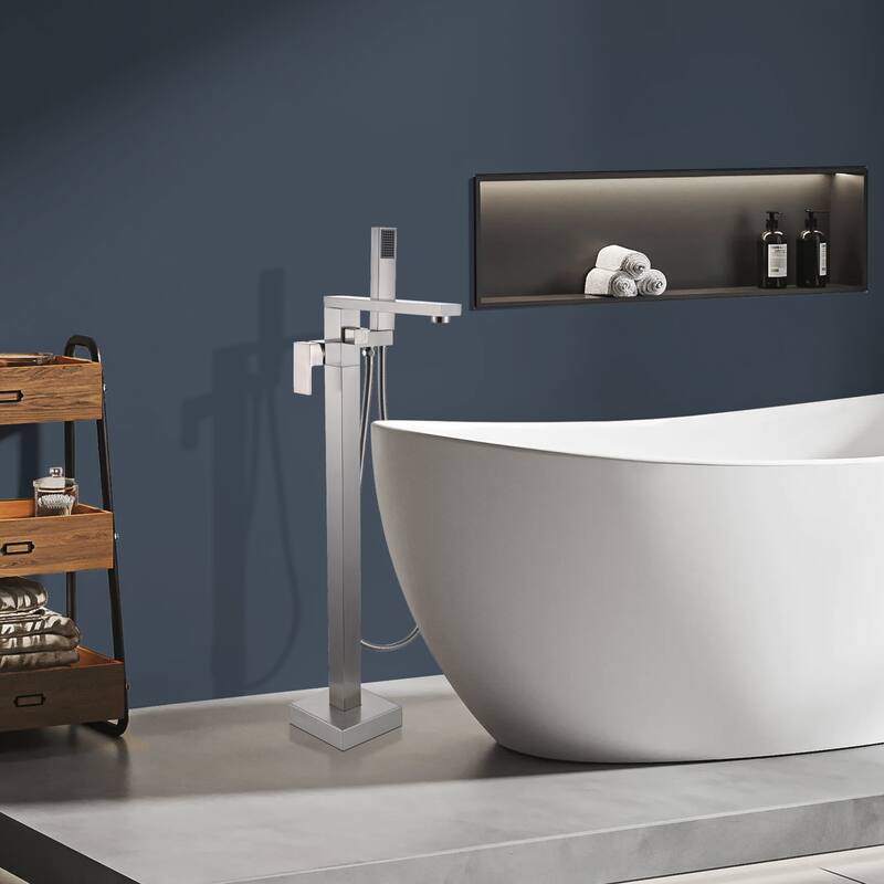 Topcraft Floor Mounted Bathtub Filler with Handheld Showerhead