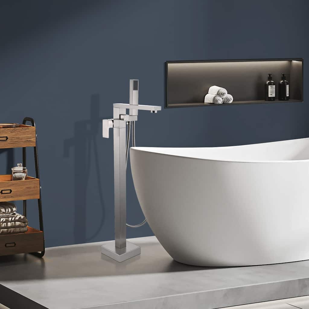 Topcraft Floor Mounted Bathtub Filler with Handheld Showerhead