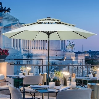 Ainfox 10ft Patio Umbrella with Lights Without Base 3-Tier Octagonal Outdoor Solar Umbrella