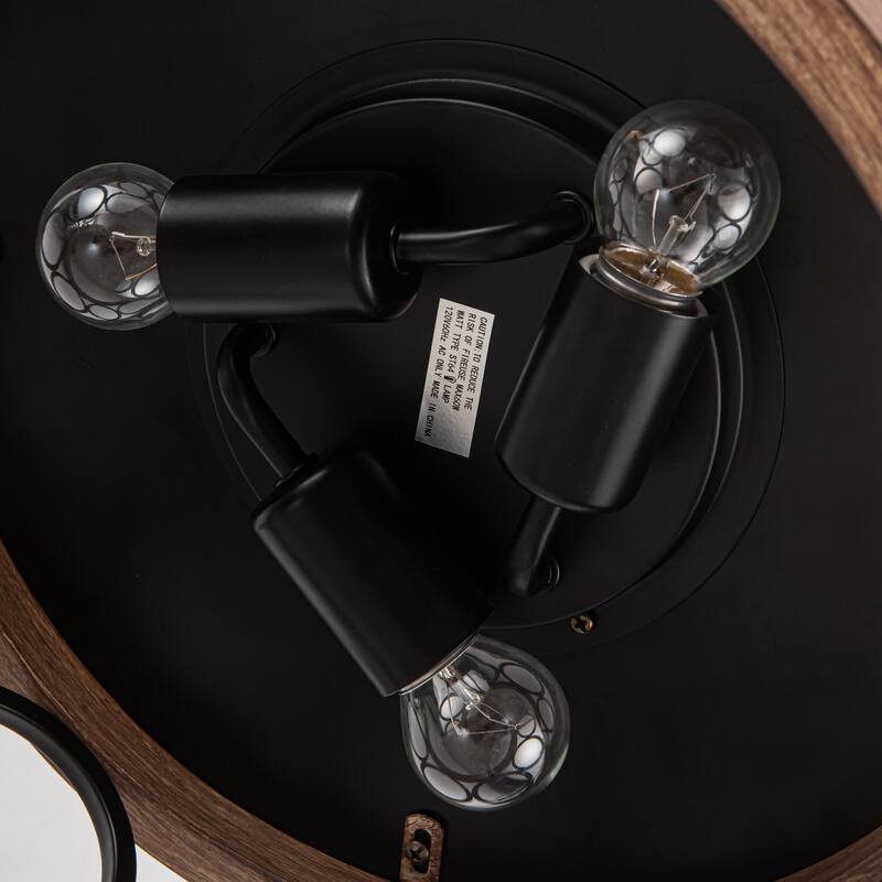 36" Industrial Retractable 3-blade Ceiling Fan Chandelier with Wall Switch