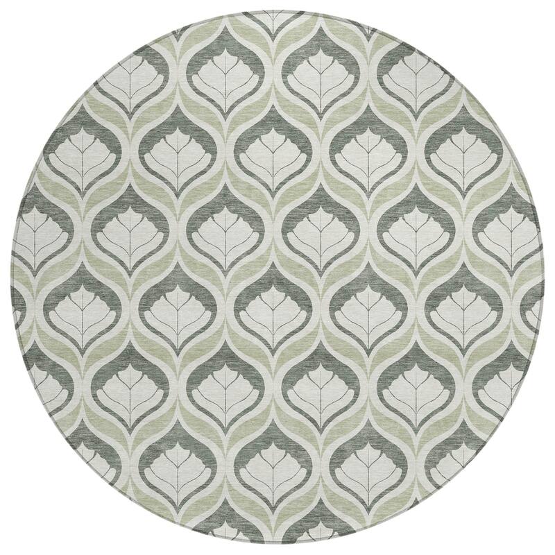 Machine Washable Indoor/ Outdoor Modern Trellis Chantille Rug