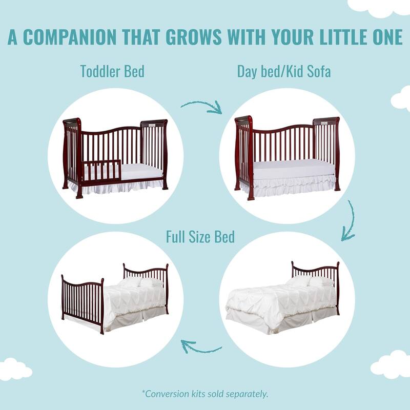 Dream on Me Violet 7-in-1 Convertible Life Style Crib - Cherry