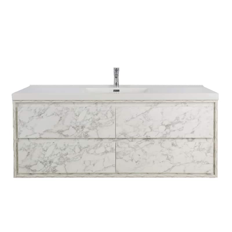 Sage 60" wall mounted bathroom vanity with single basin acrylic top