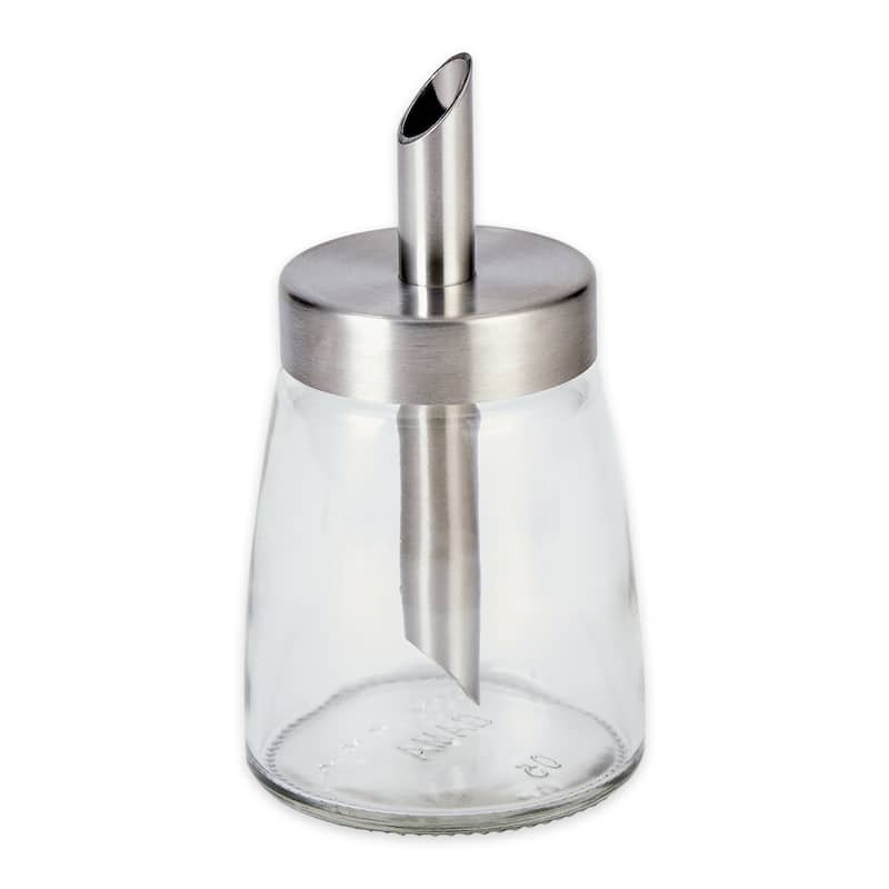 Glass Sugar Dispenser with Pour Spout Stainless Steel Lid - 2.5x2.5x5"
