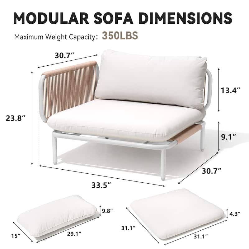 Outdoor Cushioned Sectional Sofa Chat Set Patio Furniture Conversation Set, Free Combination