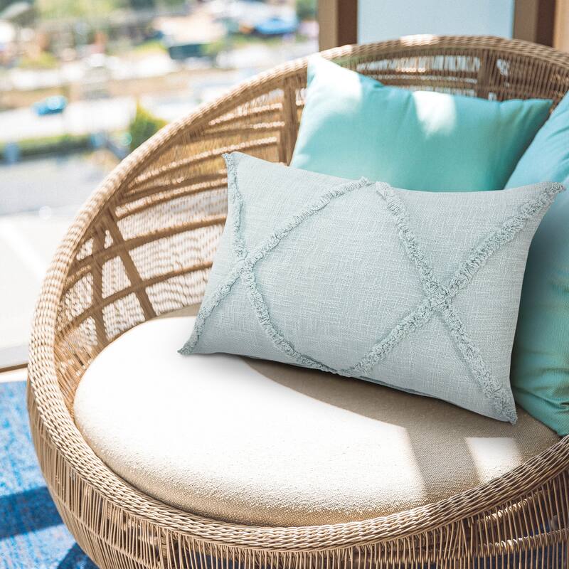 Solid Decorative Diamond Tufted Cotton Throw Pillow