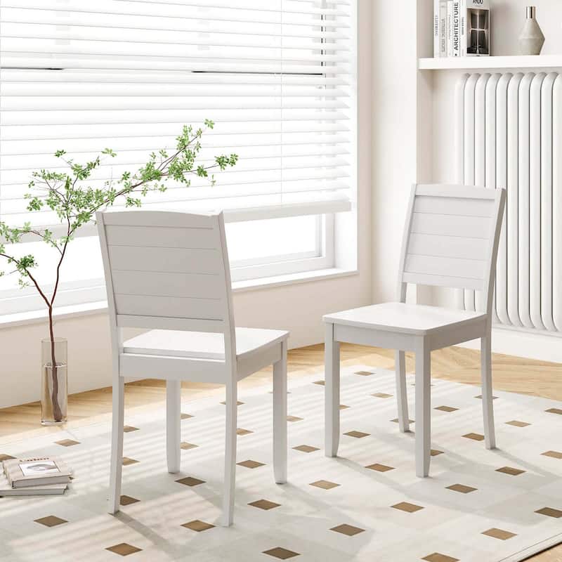 2 PCS Modern Wood Dining Chairs Armless Side Chairs w/Rubber Wood Legs