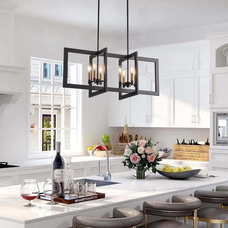 8-Lights Candle Shape Adjustable Kitchen Island Lights - 31.9"D×11.8"W×84.7"H (Adjustable)