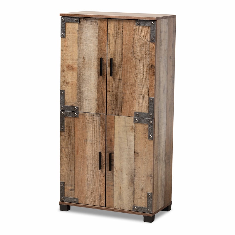 Cyrille Rustic 4-door Shoe Cabinet - Brown