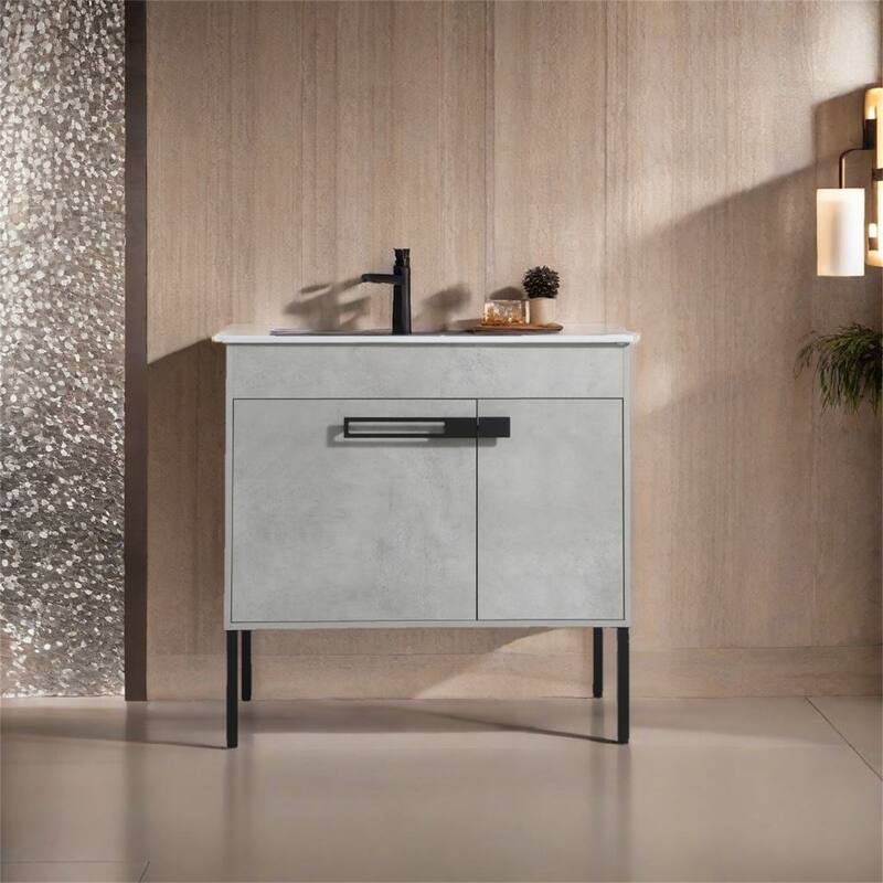 Freestanding Bathroom Vanity with Sink - Cement Grey