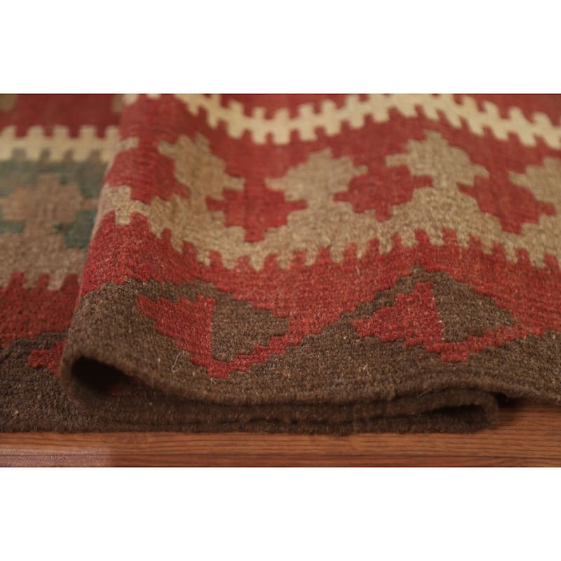 Hand Woven Oriental 100% Wool Carpet Southwestern Geometric Multi-Colored Kilim Area Rug - 10' 0'' X 6' 10''