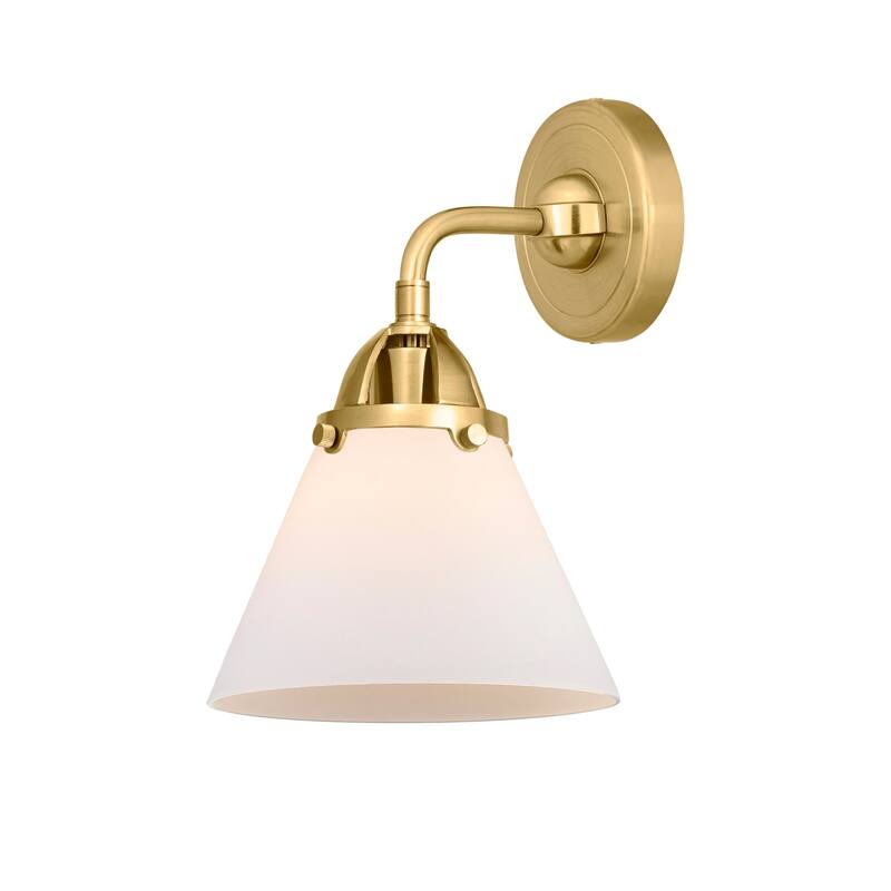 Innovations Lighting 288-1W-11-8 Cone Sconce Cone 11" Tall Wall Sconce - Satin Gold / Matte White