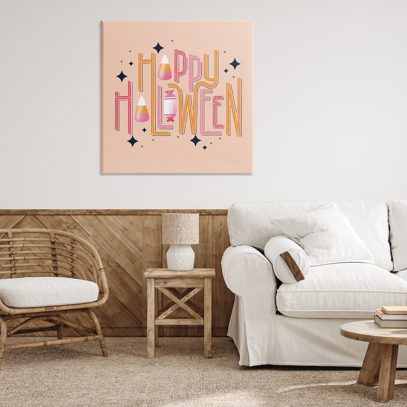 Stupell Happy Halloween with Candy Canvas Wall Art Design By Sarah Hickman
