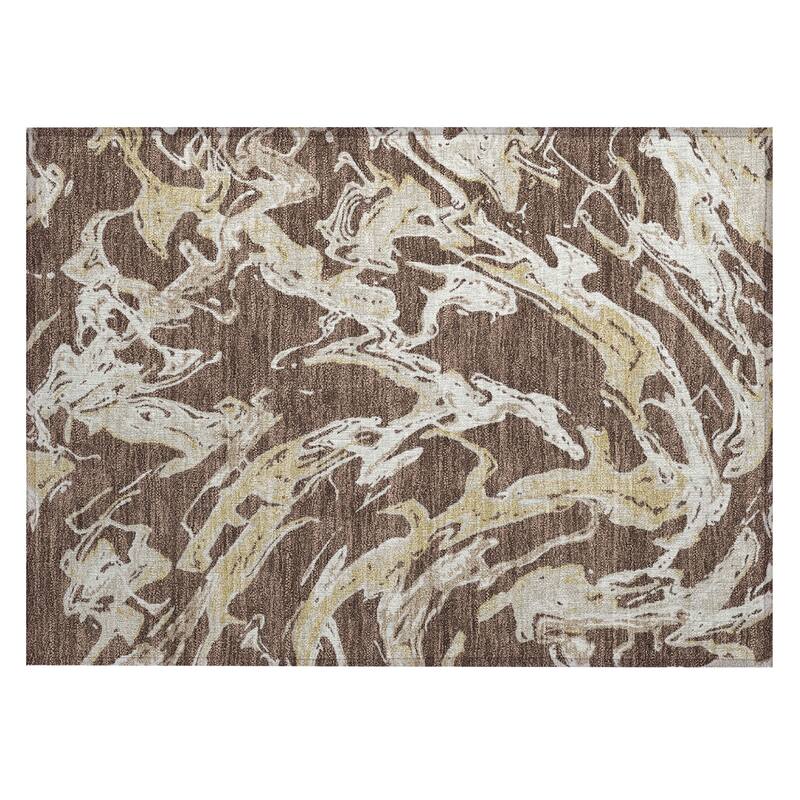 Machine Washable Indoor/ Outdoor Modern Wave Chantille Rug