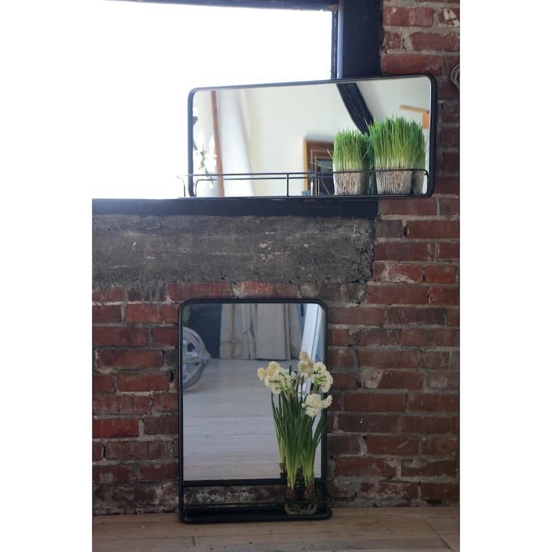 Metal Framed Wall Mirror with Shelf
