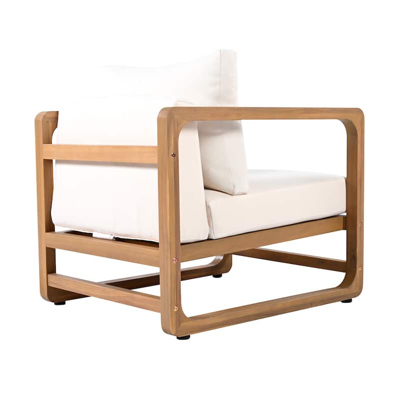 Christopher Knight Home - Marcellus Acacia Wood Oversized Lounge Chair with Removable Cushions (Set of 2)