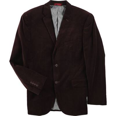 Alfani Mens Velvet Two Button Blazer Jacket, Red, 38 Regular
