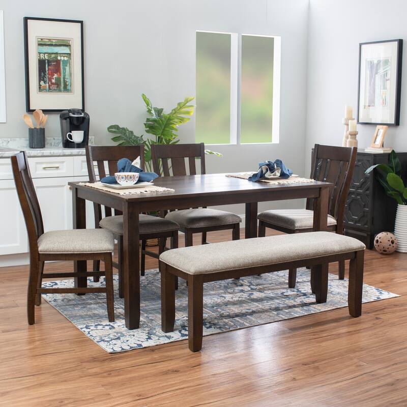 Stokes Brown Wooden 6-Piece Dining Set - Brown/Beige