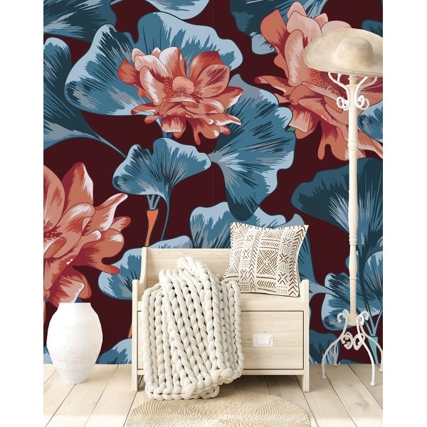 Dark Floral Wallpaper - Overstock - 35647313