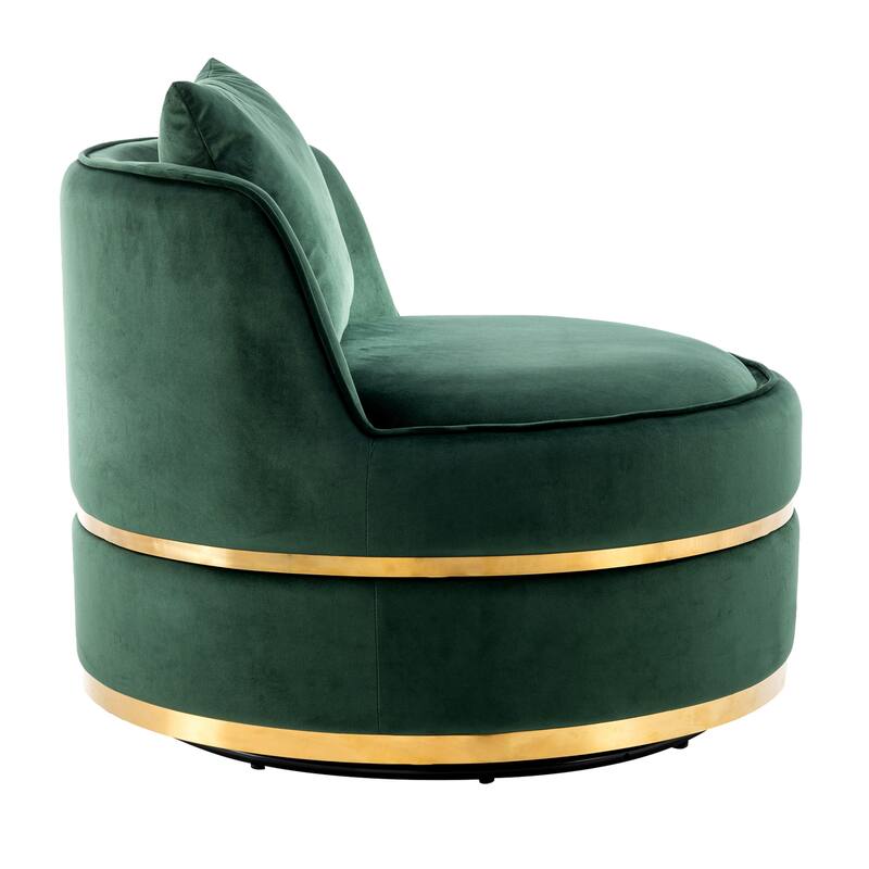 Velvet 360° Swivel Accent Chair with Seat Cushion, Upholstered Barrel Chair with Stainless Steel Base Living Room Chair