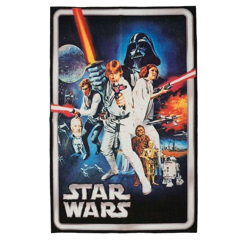 Licensed Disney Star Wars Character Youth Digital Printed Indoor Area Rugs, 3'4" x 5'4" - Movie Cover - Novelty/Rectangle