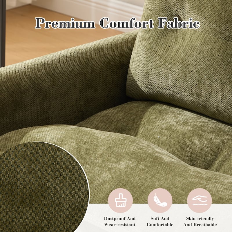 HOMEFUN Chenille Upholstered 360°Degree Swivel Mid Century Modern Arm Chair with Side Pocket for Living Room