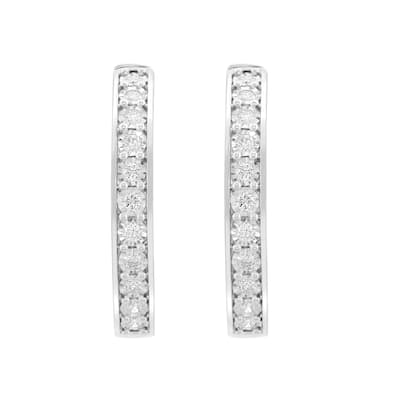 EFFY 925 Sterling Silver Diamond Hoop Earrings