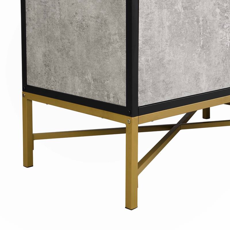 Four-Door Sideboard with Metal and Cross-Leg Design,Suitable for Living Rooms,Entrance and Study
