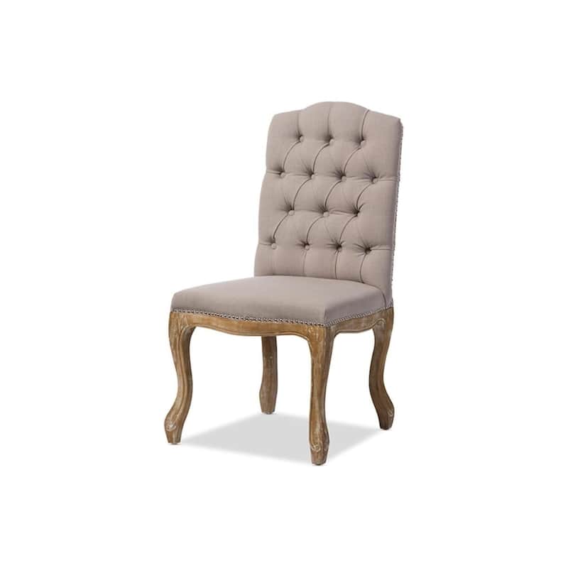 Elegant Dining Chair - Linen Upholstery, Solid Oak Frame, Modern Comfort Chair, Beige Accent Furniture - 40.56