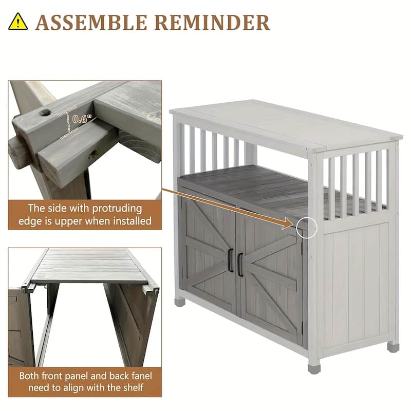 GDFStudio - Harbor Outdoor Solid Fir Wood Storage Bar Table with Slatted Design