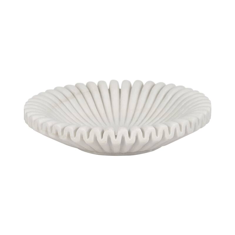 Sagebrook Home Ceramic Decorative Bowl in Elegant White, Modern Home Decor, Single Piece, 12 Inches - 12" x 12" x 3"