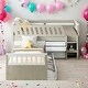 preview thumbnail 18 of 46, L-shaped Twin Loft Bed and Twin Platform Bed with 7 Drawers