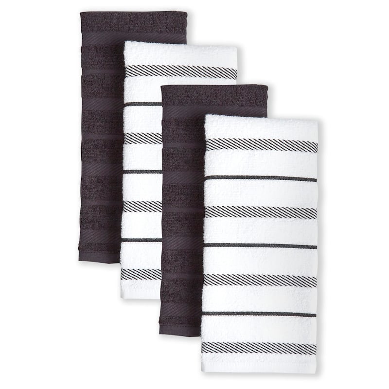 KitchenAid Albany Kitchen Towel Set, Set of 4 - 16"x26" - Black
