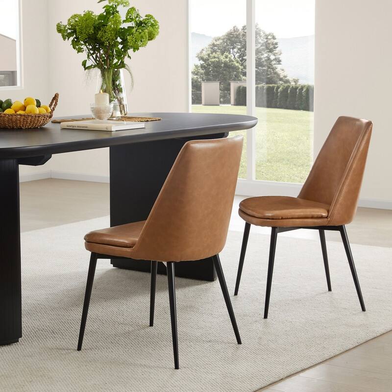 Ariel Mid-Century Upholsteried Dining Chair with Metal Legs Set of 2