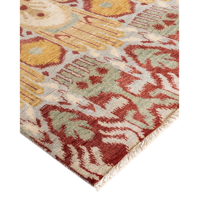 Ikat One-of-a-Kind Hand-Knotted Area Rug, Yellow - 8' 2" x 9' 10"